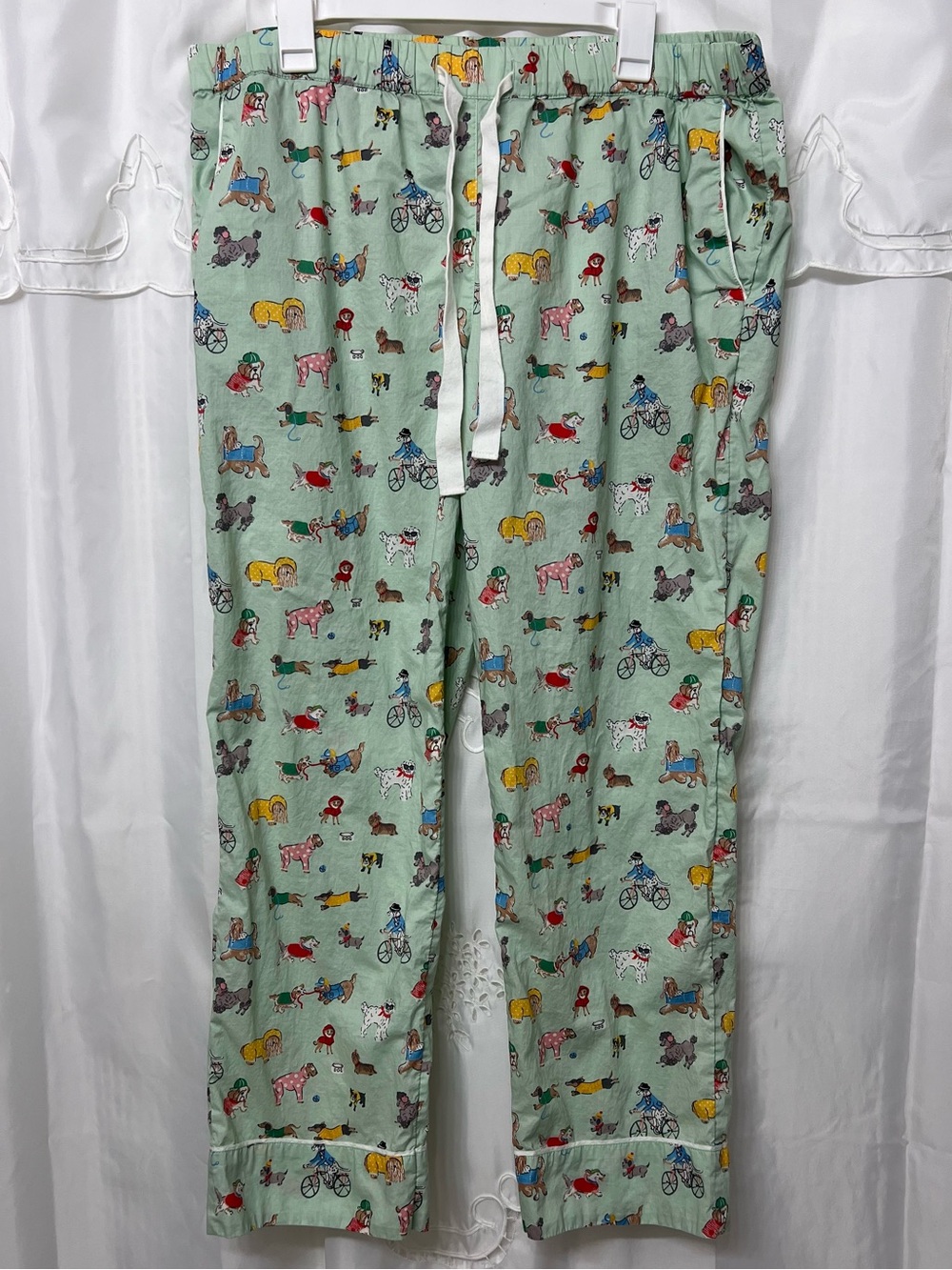 Cath Kidston Mens Dog Print Cotton Pajama Pants Green Size L